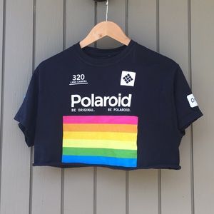 Size M/black Polaroid camera crop top